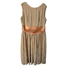 Modcloth Geode Refined Finalist Beige Peach Fit Flare Dress 1X Pin-Up Vintage