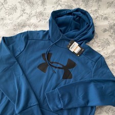 Under Armour Armour Fleece Big Logo Hoodie Blue Black Loose Fit S Hooded