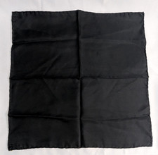 VTG Men's Pocket Square Scarf 100 Solid Black Silk 17  Hand Rolled Italy NWOT