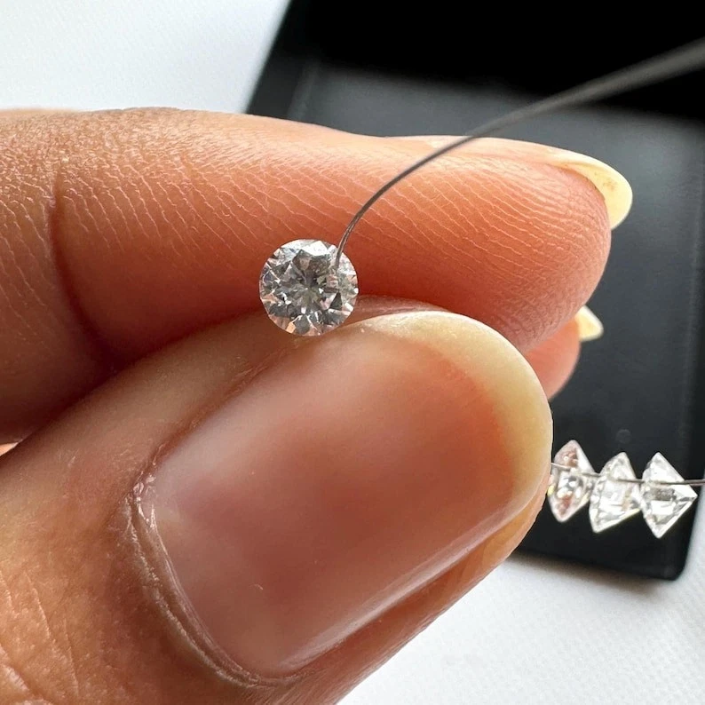 Diamante unico forato sfuso 0,25 ct taglio brillante rotondo coltivato in lab... - Immagine 2 di 4