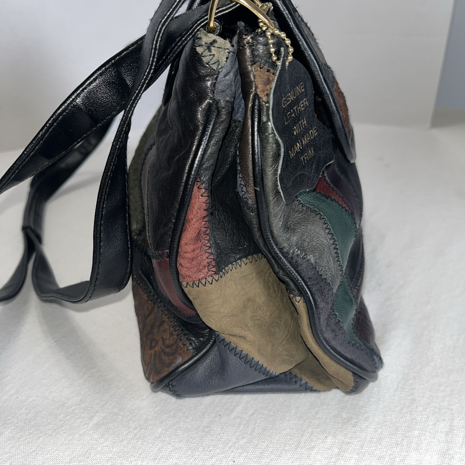 Patchwork Leather Boho Shoulder Bag Multicolor Un… - image 6