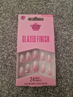 2x Elegant Touch Glazed Finish Short Almond False Nails - 24 Nägel 