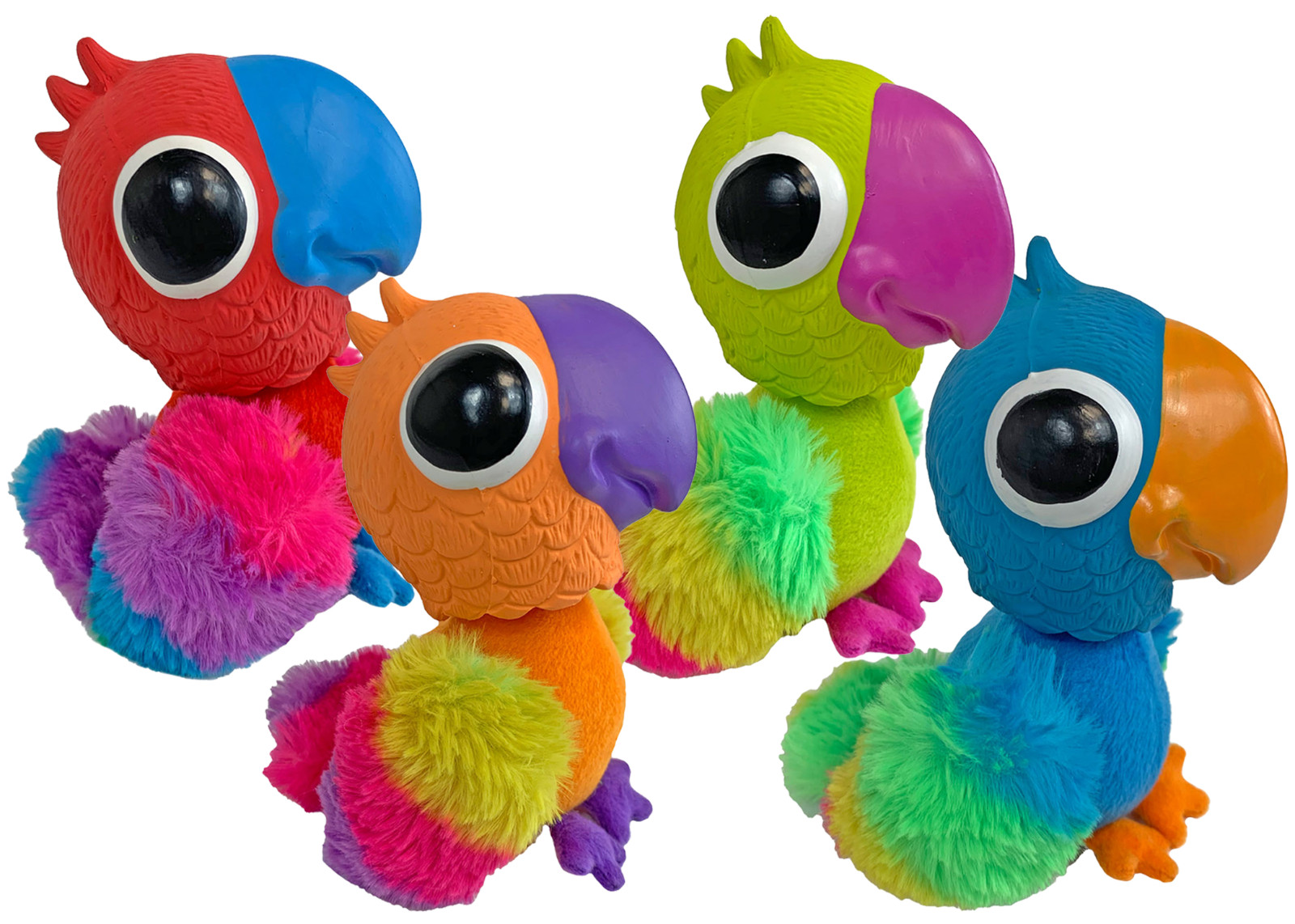 Multipet Minipet Bobble Birds 8" Squeaky Plush Dog Toy - 1. Multicolor. New
