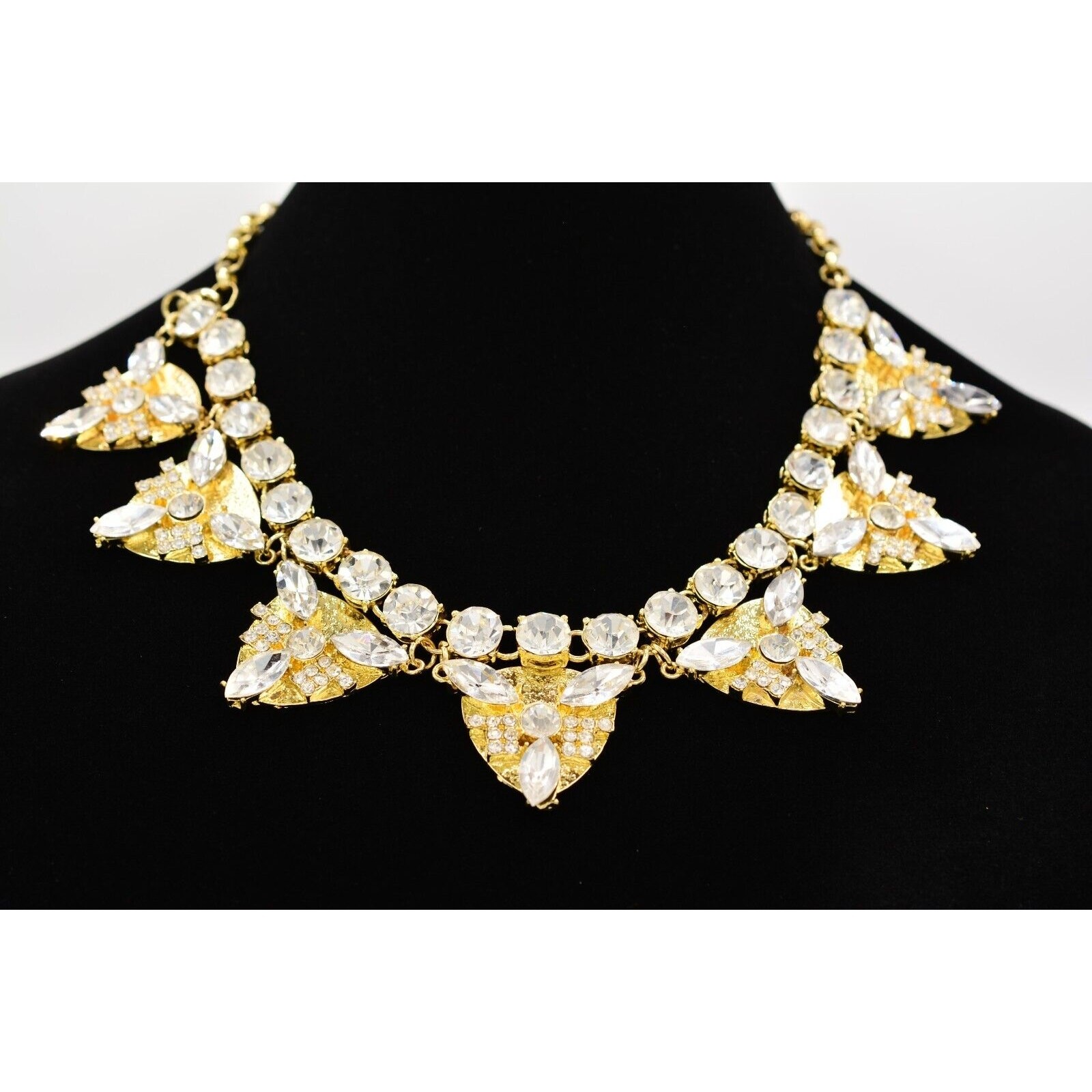 Statement Crystal Collar Necklace Rhinestone Brus… - image 1
