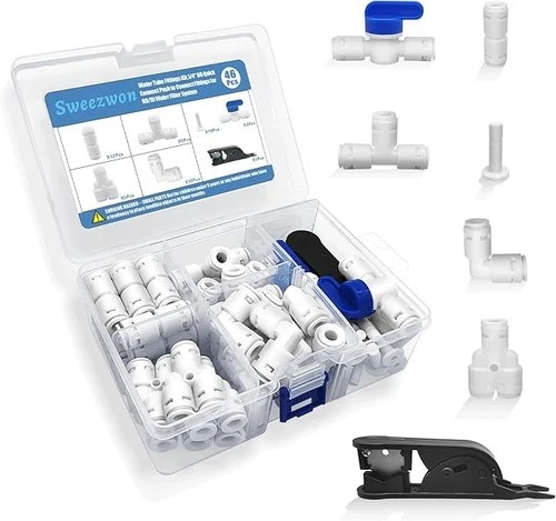 Water Tube Fittings Kit, 1/4" OD Quick Connect Push to Connect Fittings for R... - Picture 1 of 2