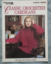 Leisure Arts Classic Crochet Cardigans Pattern Leaflet 2624 3 Designs 1994 VTG
