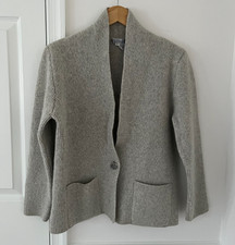 Adele Joyce Gray Angora Wool Cardigan Sweater M Excellent Coastal Grandma Luxury