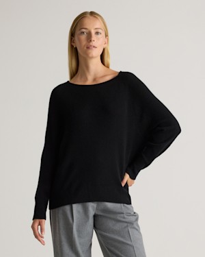 Quince Women Mongolian Cashmere Boatneck Sweater Black L