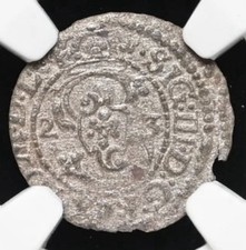 POLAND King Sigismund III 1623 AD. Silver Lithuania Solidus 1S 1587-1632, NGC AU