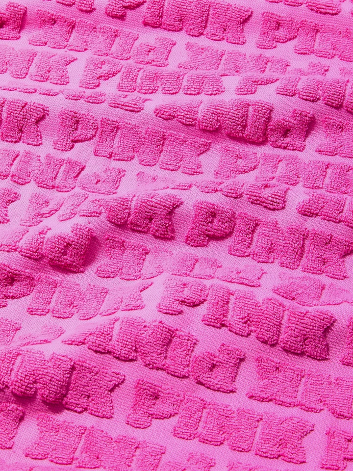 Toalla de rizo de algodón de playa Victoria's Secret rosa con logotipo 71" x 39,4" rosa chisme nueva con etiquetas Foto 4 de 4