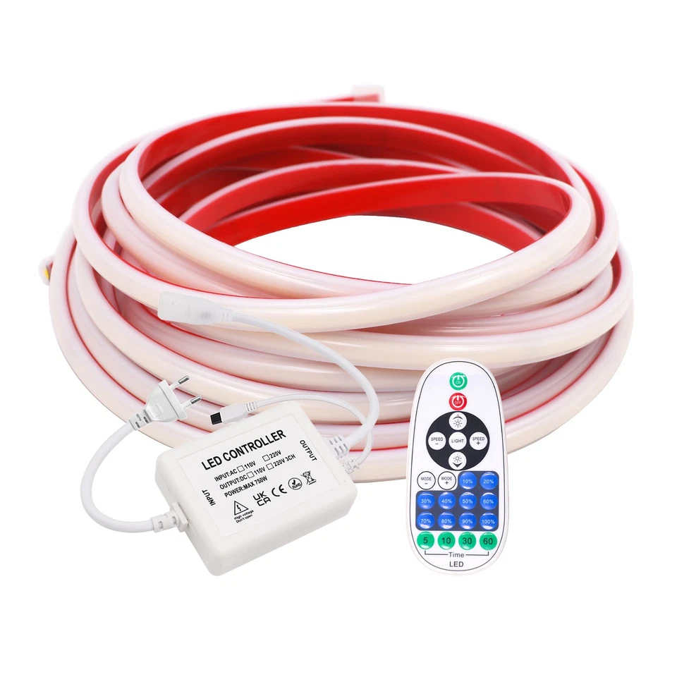 Dimmbar 230V Neon COB LED Stripe Streifen IP67 Band Lichterkette Selbstklebend - Bild 4 von 4
