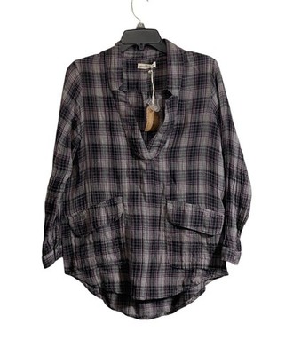NWT Natural Life XS Tunic Top Plaid V-Neck Pullover Boho Grunge Cabin Casual