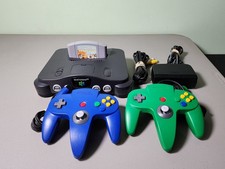 Nintendo 64 N64 Console System Bundle W/ 2 Controllers, Cables, Game - Tested