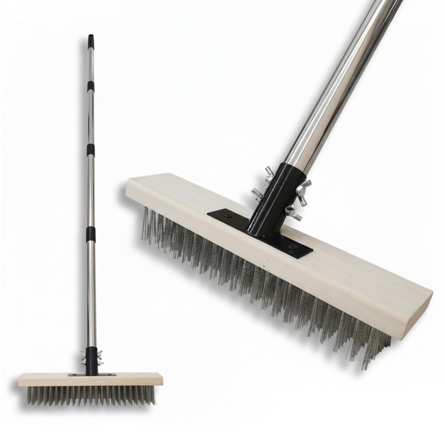 Heavy Duty Wire Broom,Stainless Steel Wire Scrub Brush with Long Handle,Perfe...
