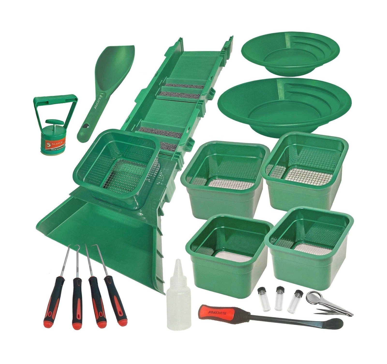 Sluice Box Compact Gold Panning Kit; Portable Sluice Box and 5 Classifier sif...