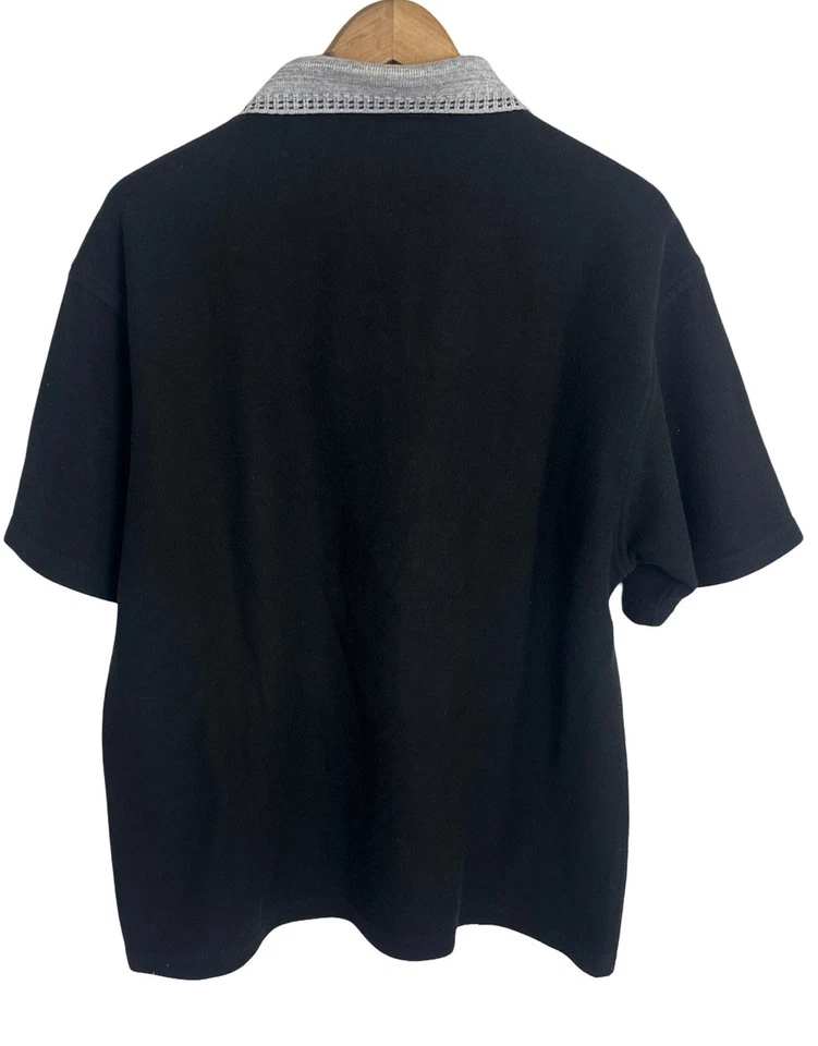 复古 90 年代 No Fear 男式黑色 1/4 拉链垃圾滑板 Polo 衫,尺寸 L — 第 3/4 张图片