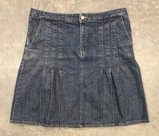 Vintage Eddie Bauer Women's Pleated Denim Jean Skirt Size 14