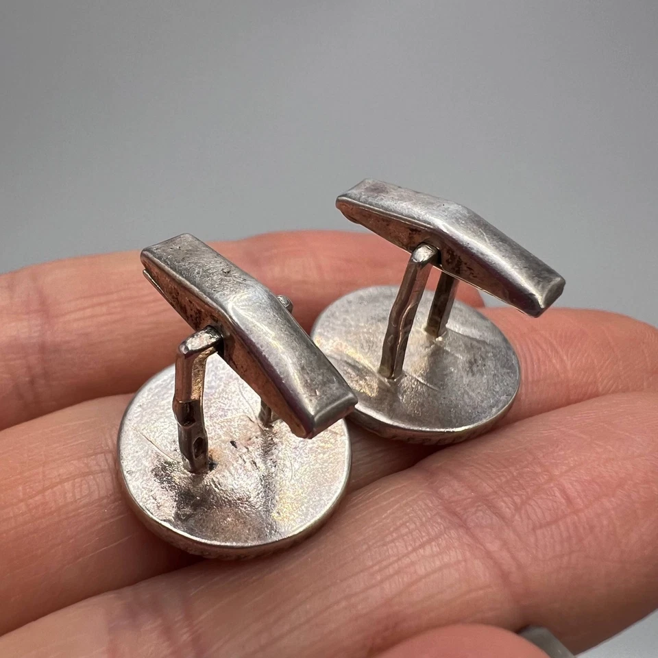 Vintage 925 Silver Cufflinks Tryzub Trident Enamel Men's Jewelry Ukraine Gift - Image 2 of 4