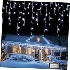 Christmas Icicle Lights, 88.5 FT 8 Modes Curtain Fairy Lights 1080 LED White