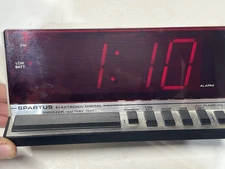 Vintage Spartus Digital Alarm Clock Large Display Tested Alarm Works Model 1150