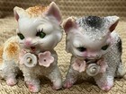 Pair Vintage Sugar Textured Kittens Cats Figurines Brown and Gray JAPAN — photo 1
