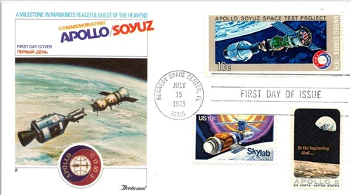 RUSSIA SPACE SOYUZ COOPERATION W/AMERICA 1975 DOCKING FLEETWOOD CACH COMBO#1 FDC