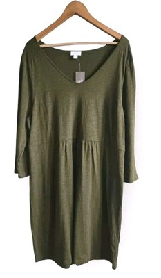 J. Jill Dress Womens XLP Green Moss Lightweight Cotton Blend NWT 