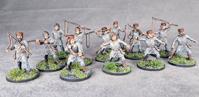 Bemalte Dark Age Slingers #1 - 12 historische Miniaturen - 28 mm