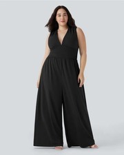 Halara Plus Sz V Neck Sleeveless Jumpsuit with Pockets-Easy Peezy Edition 3X 99