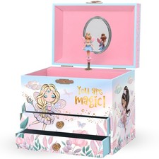 Giggle Honey Musical Fairy Jewelry Box for Girls Medium, Pink