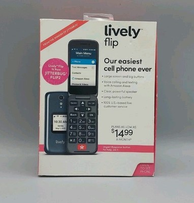 New Open Box Jitterbug Lively Flip Phone for Seniors Urgent Response Gray