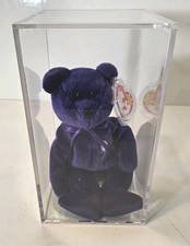 Ty Beanie Babies Princess Bear Toy Princess Diana In Clear PlexiglassCase