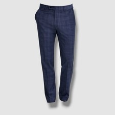 Calvin Klein Men's Blue Plaid Slim-Fit Wool Blend Suit Pants Size 40W 30L
