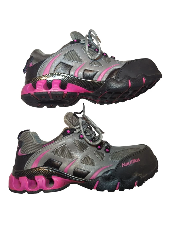 鹦鹉螺女式钢制鞋 EH 运动工作鞋 N1851W 灰色/粉色 9M 码 — 第 2/4 张图片
