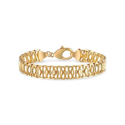 18K Gold Plated Mesh Bracelet for Women, 7.5 Inches 9mm wide- Made in Brazil