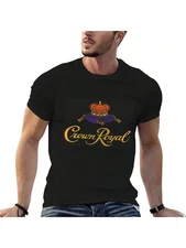 Crown Royal Print Men T Shirt Short Sleeve Round Neck Tee Black Casual Suitable