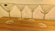 4 Vintage Bohemia Crystalite Large Clear Martini Glasses  Czech Republic 