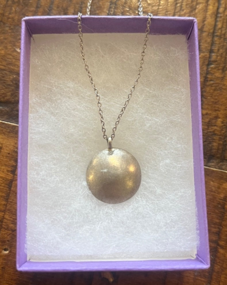 Handmade Silver Solid Circle Pendant Necklace 20”… - image 3