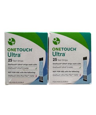 One Touch Ultra Test Strips  50 Total  25 per box (Lot Of 2) EXP 8/31/26 NEW