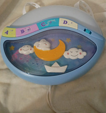 Nursery Musical Wall-Mount Night Light ABC Moon  Stars Blue White Yellow