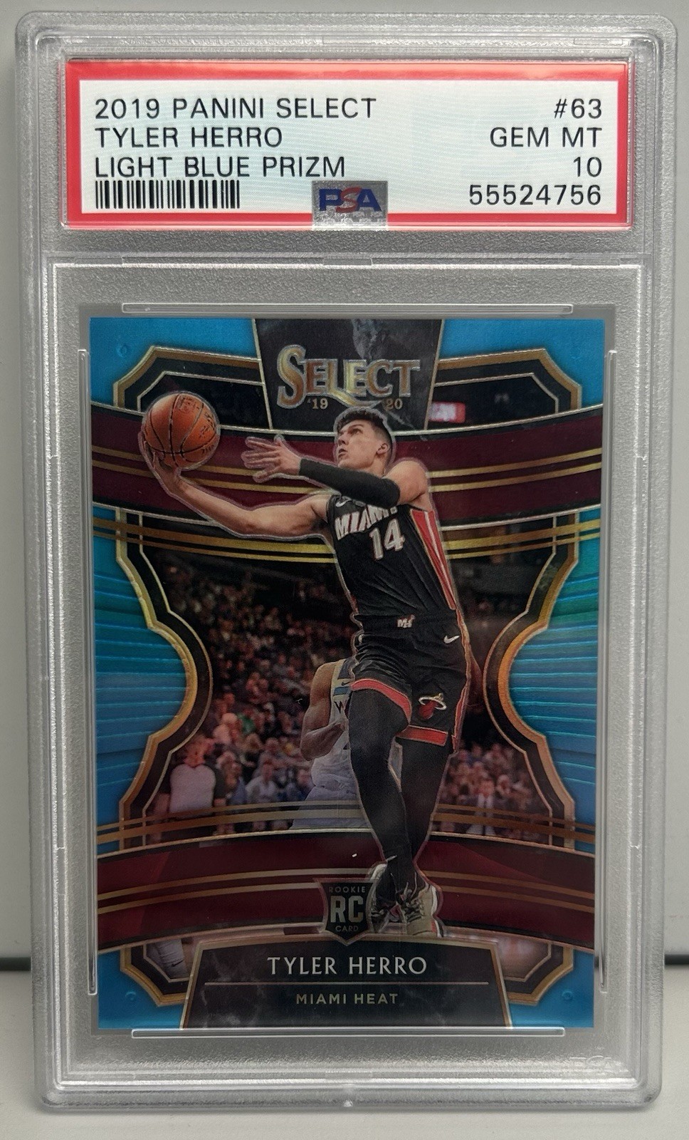 2019 Select - Tyler Herro #63 Light Blue Prizm RC /299 PSA 10 - Miami Heat