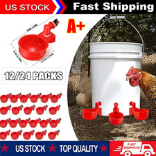 12/24X Automatic Water Cups Poultry Drinker Waterer Chicken Duck Quail Drinking