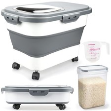 Rice Storage Containers, Collapsible 20 to 30Lbs Food Storage Bin Dispenser w...