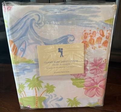 Pottery Bard Kids Island Surf Hawaiian Hibiscus Ocean Full Queen Duvet Bed Cover