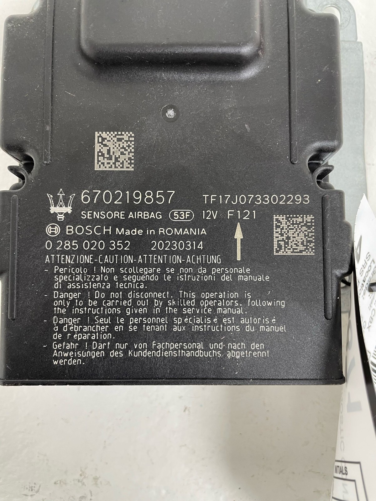 2023-2026 MASERATI GRECALE GT M182 SRS RESTRAINT DIAGNOSTIC MODULE *NEEDS RESET*