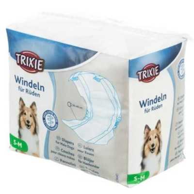 Trixie 23641 Dog Diapers for Male Dogs, Incontinence, Travel Size SM 30-46 cm, 1