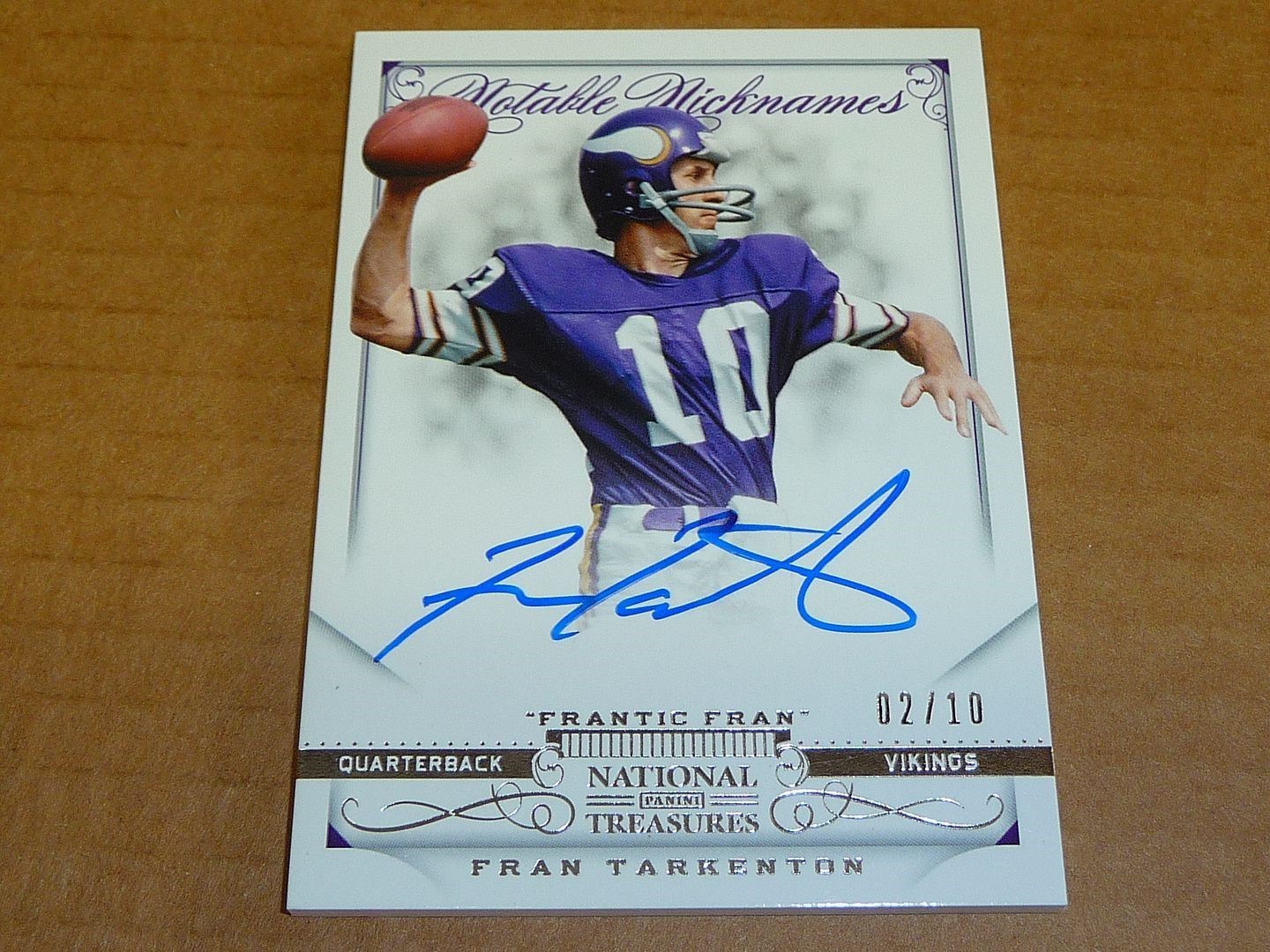 2013 National Treasures FRAN TARKENTON AUTOGRAPH/AUTO NICKNAMES 02/10 A305