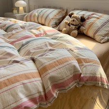 mixinni Vintage Striped Duvet Cover Set Twin Size, 3-Piece 100 Washed Cotton...