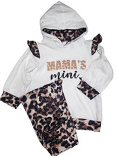Little Girls Pants and Hooded Outfit Kids Clothes Apparel Mama's Mini 2piece Set