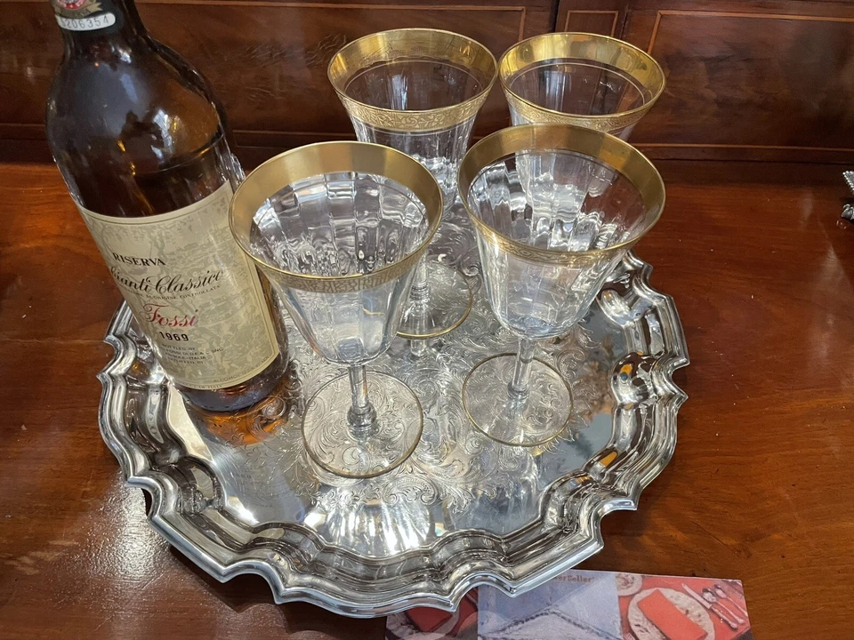 BANDEJA SALVADORA GRANDE WALLACE SILVER - CHIPPENDALE CHASED SHEFFIELD SILVER - EXCELENTE Foto 2 de 4